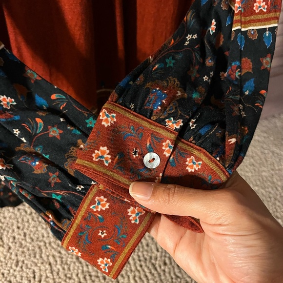 NWT SOFT SURROUNDINGS Parita Tunic Top Long Sleeve Rust Red Boho Size Small - Picture 3 of 10